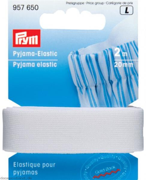 Prym 957650 Pyjama-Elastic, 20mm breit, 2m lang, weiß