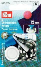 Prym 323215 Überziehbare Knöpfe Ø 15mm, 6 Stück, silber
