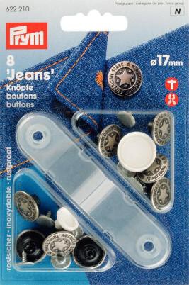Prym 622210 Jeans-Knöpfe 17mm Silber