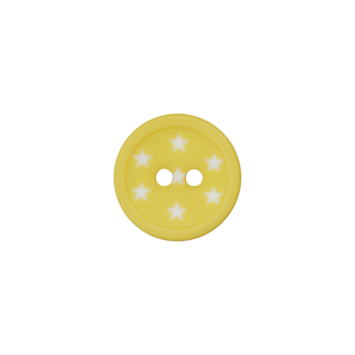 Union Knopf Polyesterknopf mit weissen Sternen 15mm  Gelb