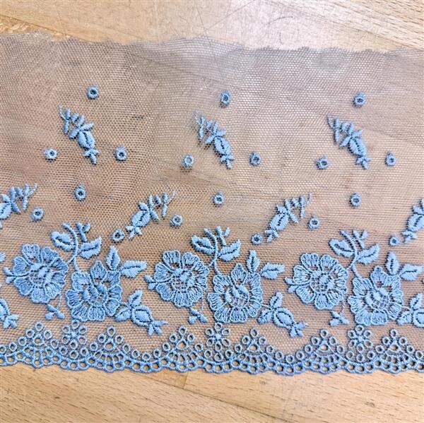 Spitze Tüll bestickt 13cm Vero Grau