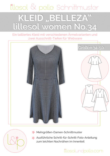 87 Papierschnittmuster Lillesol Damen Kleid Belleza No.34 - Gr. 34-50