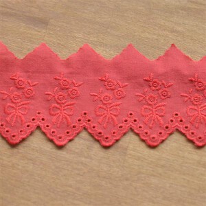 Baumwollspitze Englische Stickerei 54mm Rot