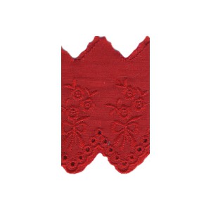 Baumwollspitze Englische Stickerei 54mm Rot