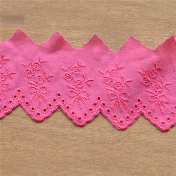 Baumwollspitze Englische Stickerei 54mm Pink