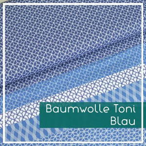 Baumwolle Toni Blau graphisch in versch. Designs