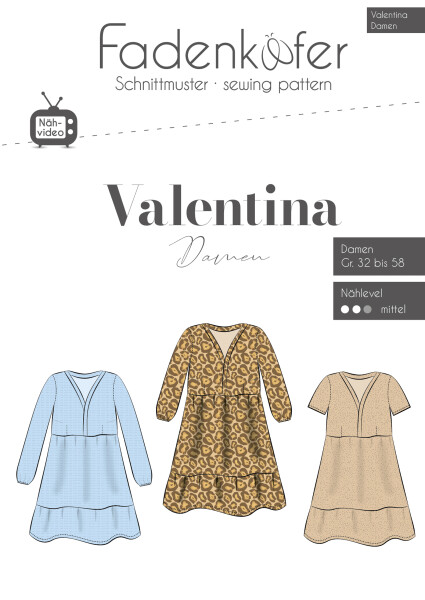 Papierschnittmuster Fadenkäfer Damen Kleid Valentina