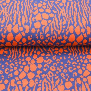 Jaquard Mira Animal Print Blau Orange