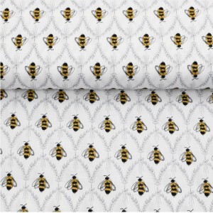 Baumwolle Jane Archer Bienen auf Weiß