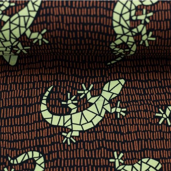 Sweat French Terry Käselotti Lizards Rotbraun