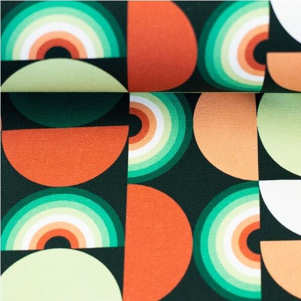 Canvas Geometric Pattern by lycklig design - Retromuster Grün Apricot Terra