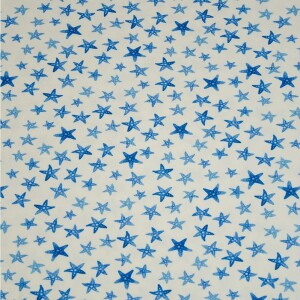 Hilco Jersey Inky Star Blau Sterne auf Wei&szlig;
