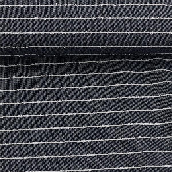 Baumwolle Polyester Gewebe Mix Weiße Streifen auf Marineblau