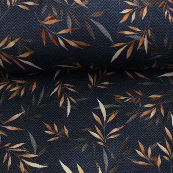 Sweat Terry Fräulein Julie hellbraune Zweige auf Zickzack Grau