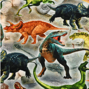 Canvas Verschiedene Dinosaurier auf Grau