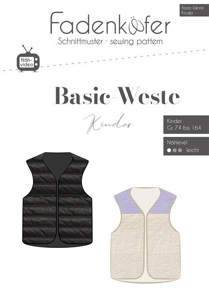 Papierschnittmuster Fadenkäfer Basic-Weste Kinder