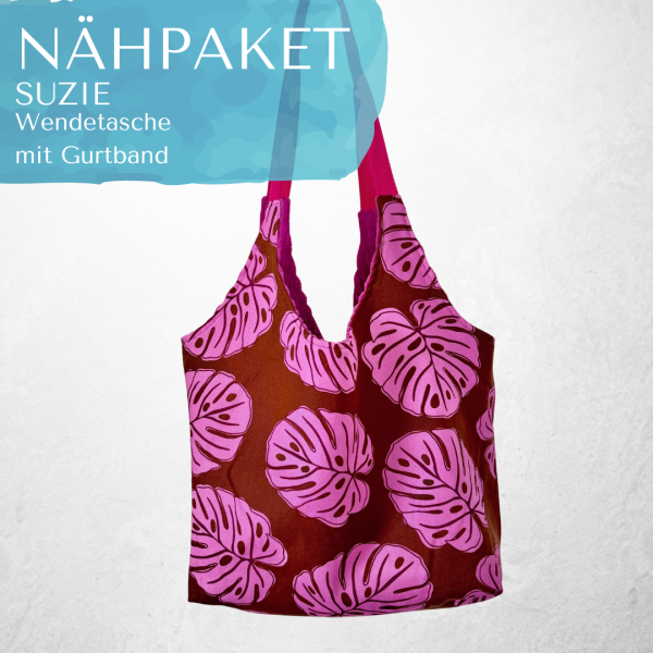Nähpaket Suzie Wendetasche Blätter Pink