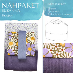 Nähpaket Shopper Suzanna Cord Lila Blume