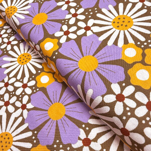 Baumwolle Cloud9 fabrics Retro Meadow Cosmos, Mustard