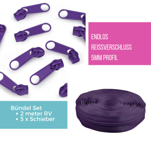 Bündel-Set 2m, 5mm Endlos Reissverschluss...