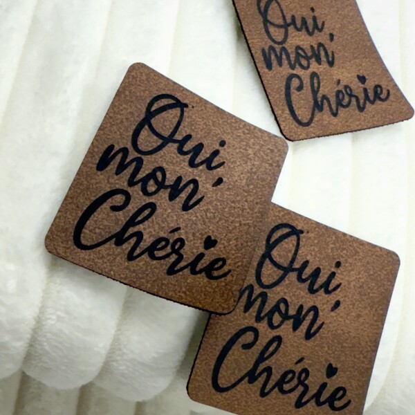 Label Aufnäher Kunstleder Oiu mon Cherie