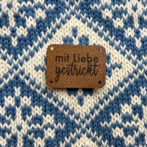 Label Aufnäher Kunstleder Stricklabel mit Liebe...
