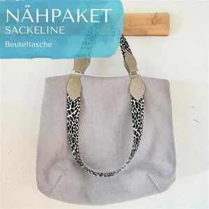 Nähpaket Tasche Sackeline Grau mit Gurtbandenden
