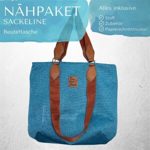 Nähpaket Tasche Sackeline Türkis mit Gurtbandenden