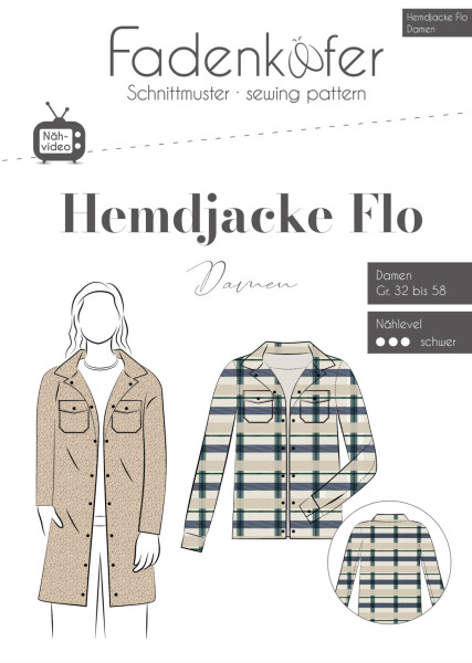 Papierschnittmuster Fadenkäfer Damen Hemdenjacke Flo