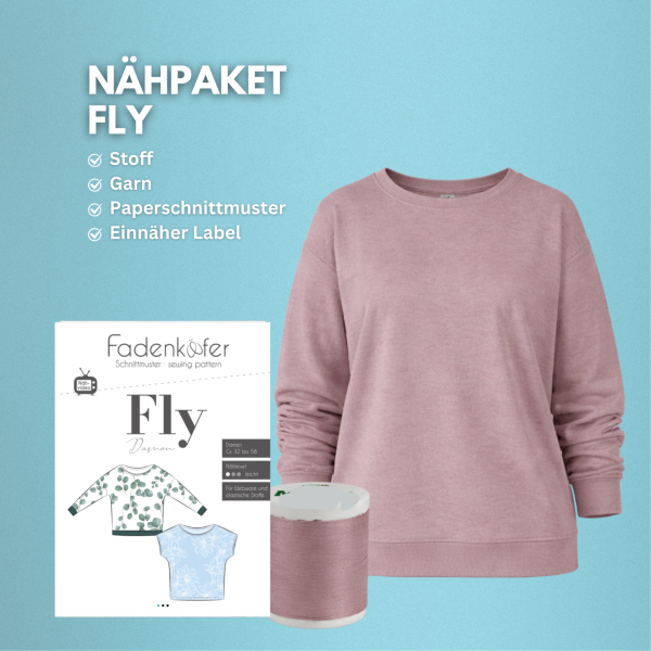 Nähpaket Shirt Fly Altrosa Hell Melange