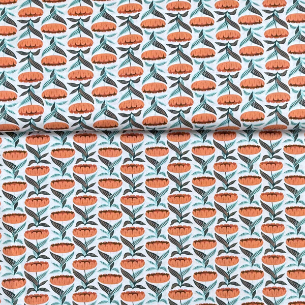 Baumwollstoff Baumwollstoff Florissima Champagne Blossoms Coral - Cloud 9