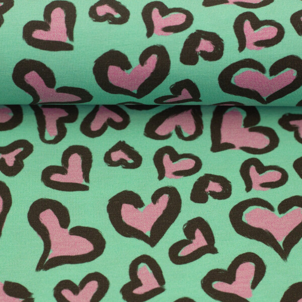 French Terry Hearts Mint