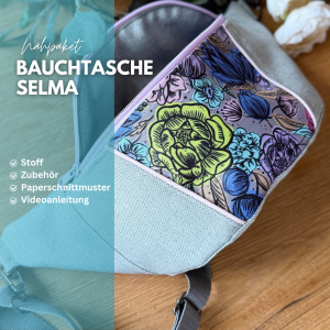 Nähpaket Selma Bauchtasche Crossbag Blumen Grau
