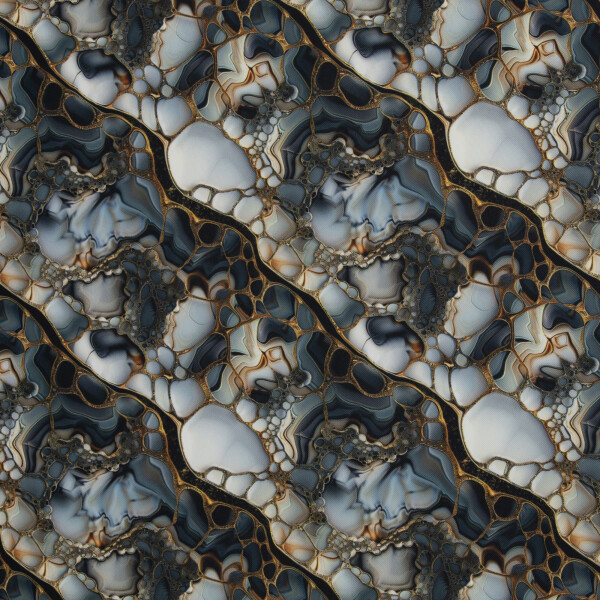 Oxfordgewebe Flowing Bloom Fluss Schwarz
