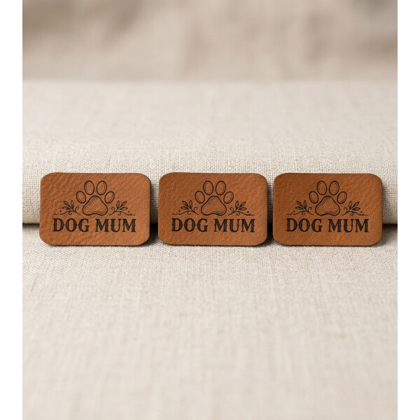Label Aufnäher Kunstleder Dog Mom