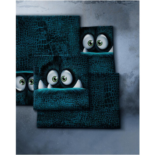 Panel Monsta Petrol, French Terry Panel, Sommersweat Panel, Thorsten Berger, Swafing, Monster Stoff, Kinderstoff, Sweatstoff, Hoodie Stoff, Panel Stoff, French Terry, Stoffpanel, Sommersweat, Stoffe zum Nähen, Rotkählchen