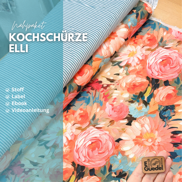 Nähpaket Kochschürze Elli Rosen Streifen