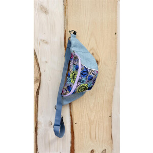 Unikat Tasche Selma – Oxford Grau-Blau mit Blumen
