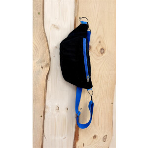 Unikat Bauchtasche Selma – Cord Schwarz & Blau