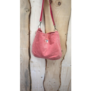 Unikat Sackeline Beuteltasche – Rosa Cord mit...