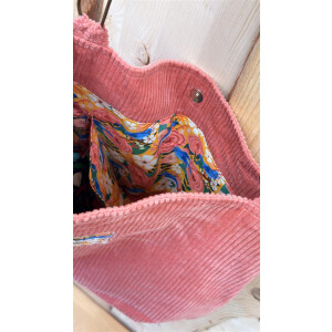 Unikat Sackeline Beuteltasche – Rosa Cord mit...