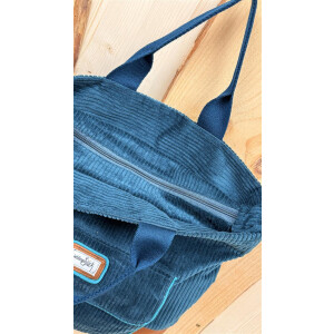 Unikat Sumka – Cord Smaragdblau & Cognac...