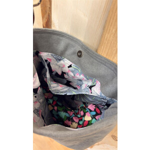 Unikat Sackeline – Tilly Grau mit grauem Blumenfutter