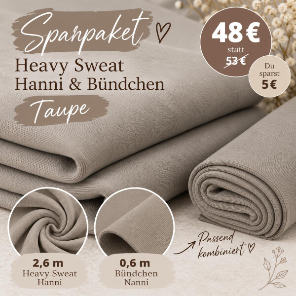 Sparpaket Heavy Sweat und Bündchen Taupe